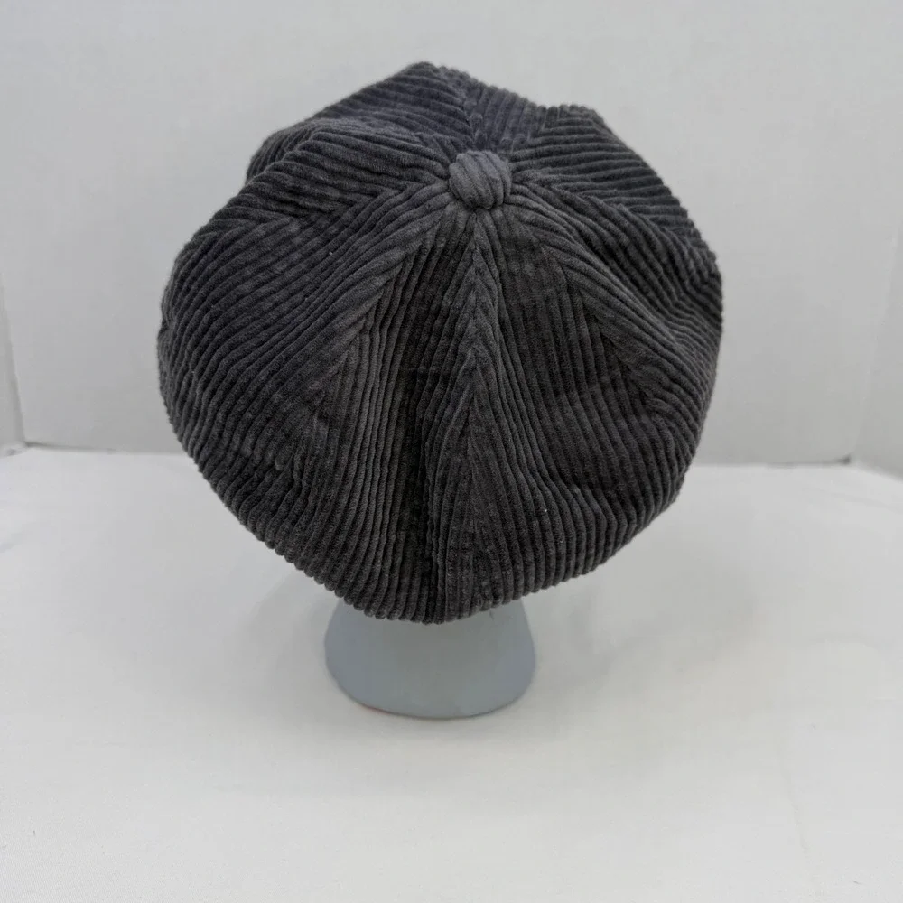 Vintage Y2K Gray Corduroy Newsboy Cap Baker Boy Hat FWCAB114 One Size